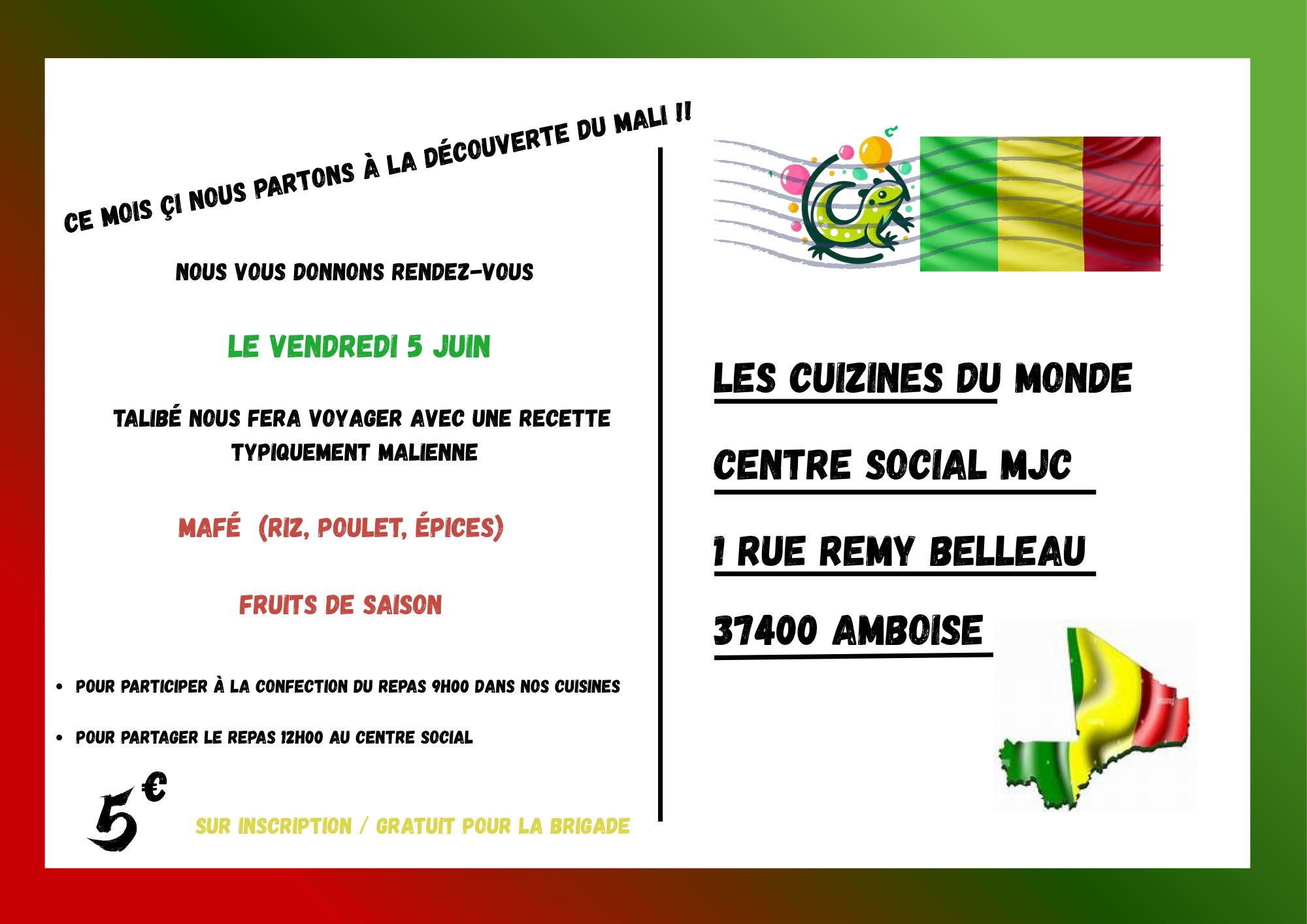 Cuizines du monde , direction le Mali !